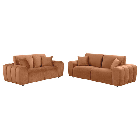 Burnett 2-piece Chenille Upholstered Sofa Set Burnt Orange from Coaster - Luna Furniture