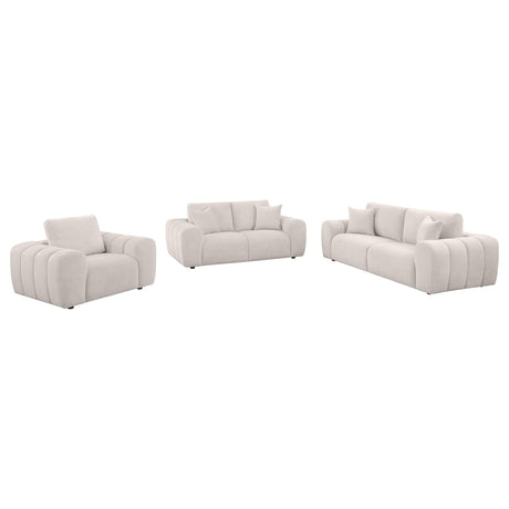 Burnett 3-piece Chenille Upholstered Sofa Set Ivory from Coaster - Luna Furniture