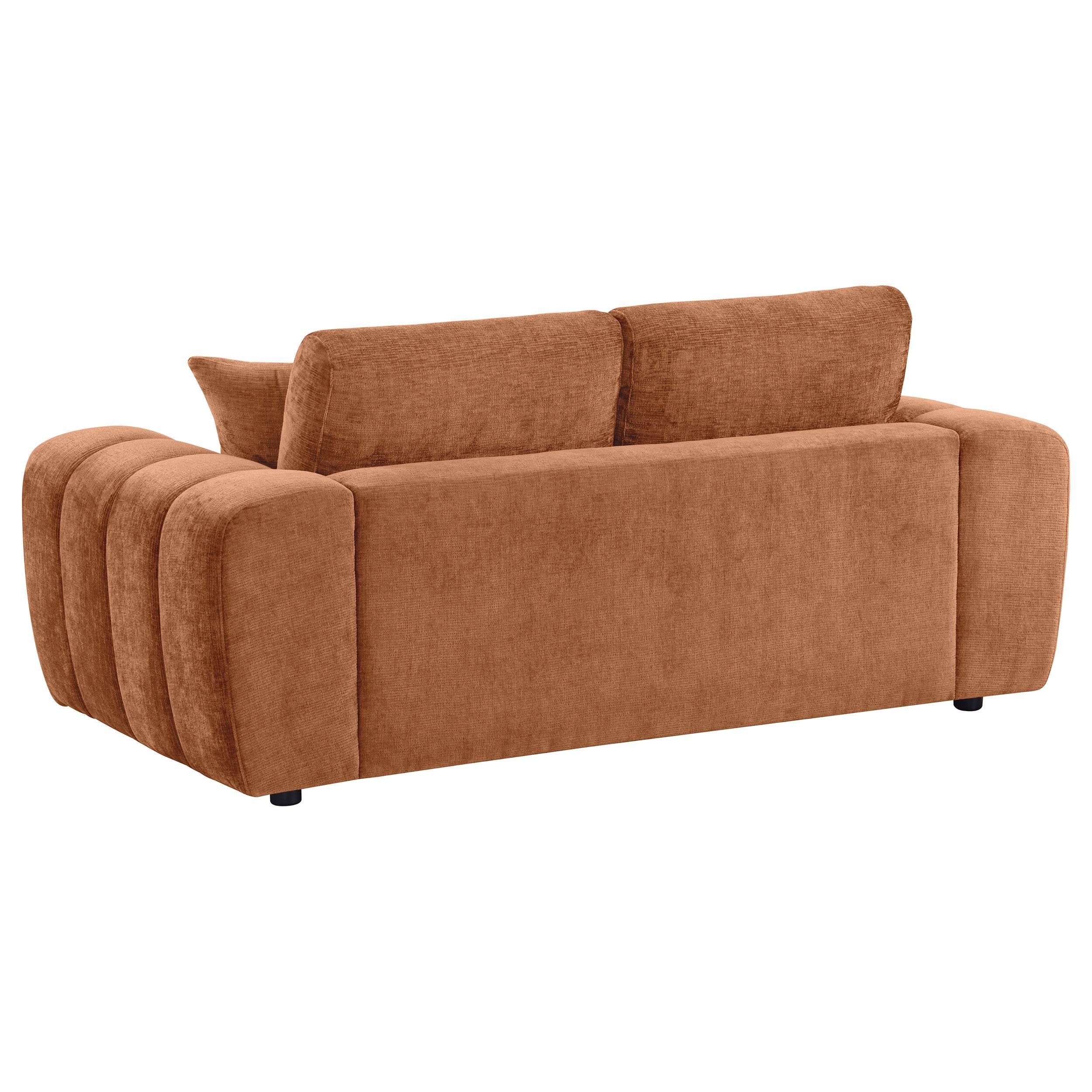 Coaster Burnett Chenille Upholstered Wide Arm Loveseat Burnt