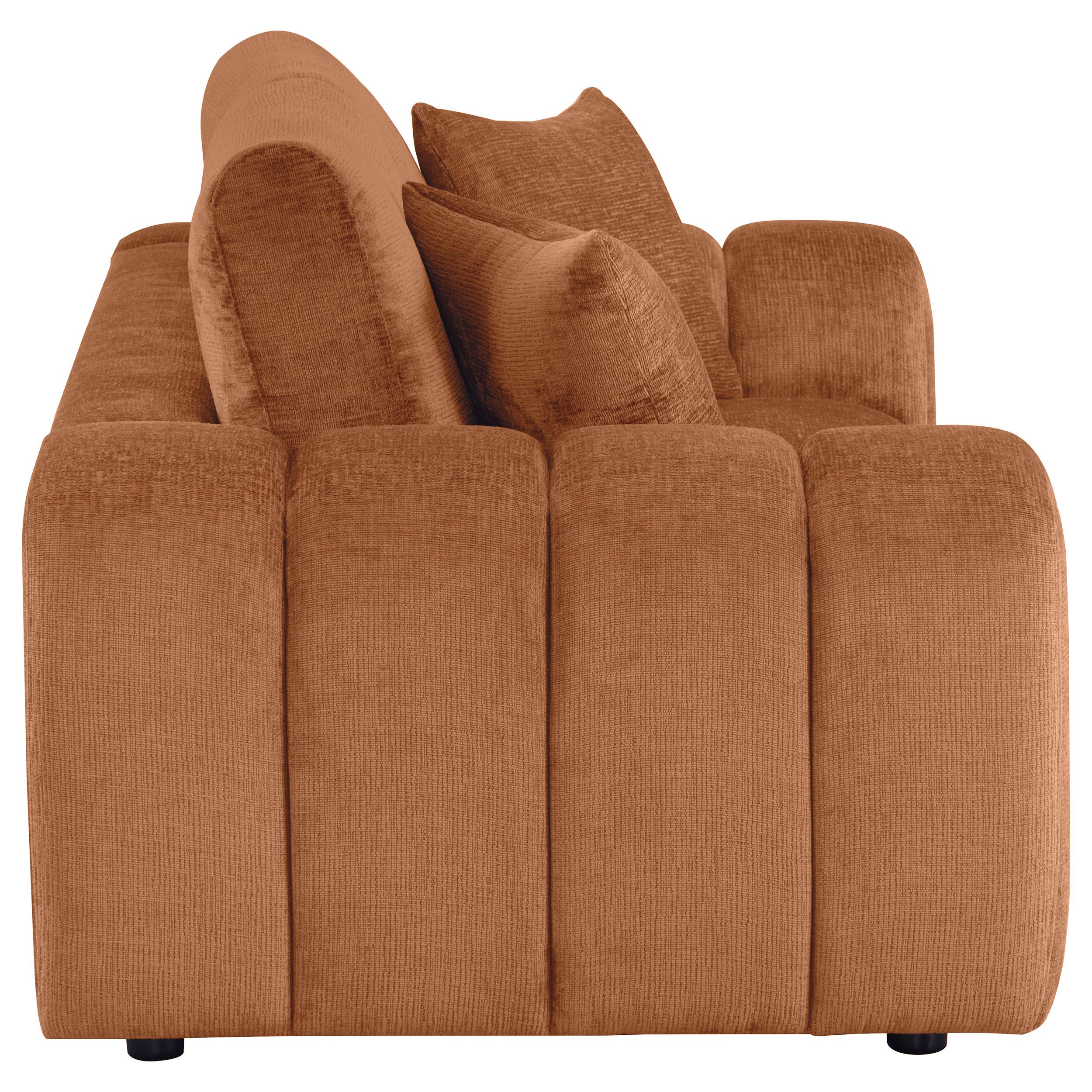 Coaster Burnett Chenille Upholstered Wide Arm Loveseat Burnt