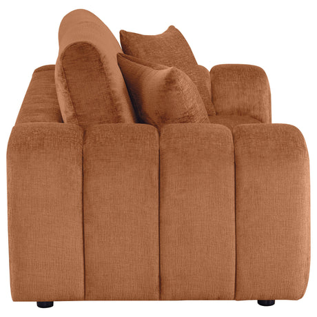 Burnett Chenille Upholstered Wide Arm Loveseat Burnt Orange from Coaster - Luna Furniture