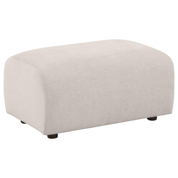Burnett Ivory Chenille Upholstered Ottoman