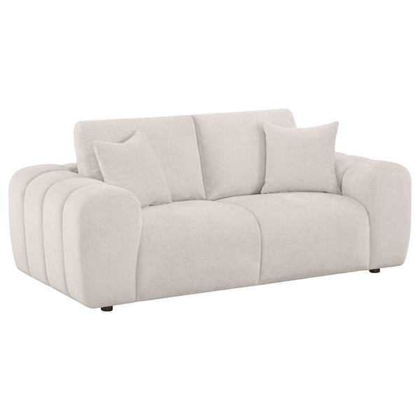 Burnett Ivory Chenille Upholstered Wide Arm Loveseat