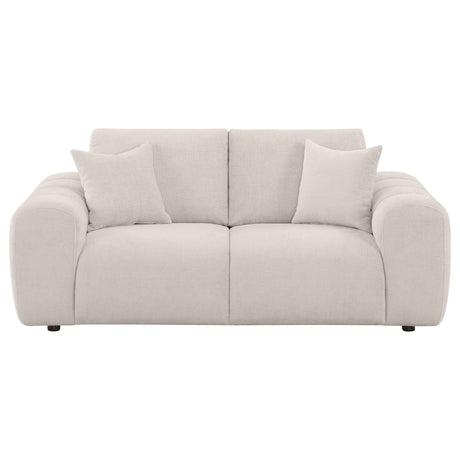 Burnett Ivory Chenille Upholstered Wide Arm Loveseat from Coaster - Luna Furniture