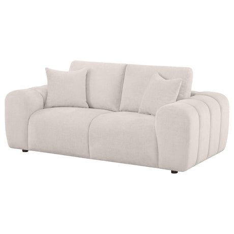 Burnett Ivory Chenille Upholstered Wide Arm Loveseat from Coaster - Luna Furniture