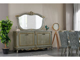 Buse Diningroom (Consol With Mirror & Dining Table & 2 Arm Chair & 4 Chair) Light Green from Furnia - Luna Furniture