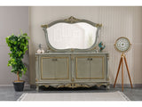 Buse Diningroom (Consol With Mirror & Dining Table & 2 Arm Chair & 4 Chair) Light Green from Furnia - Luna Furniture