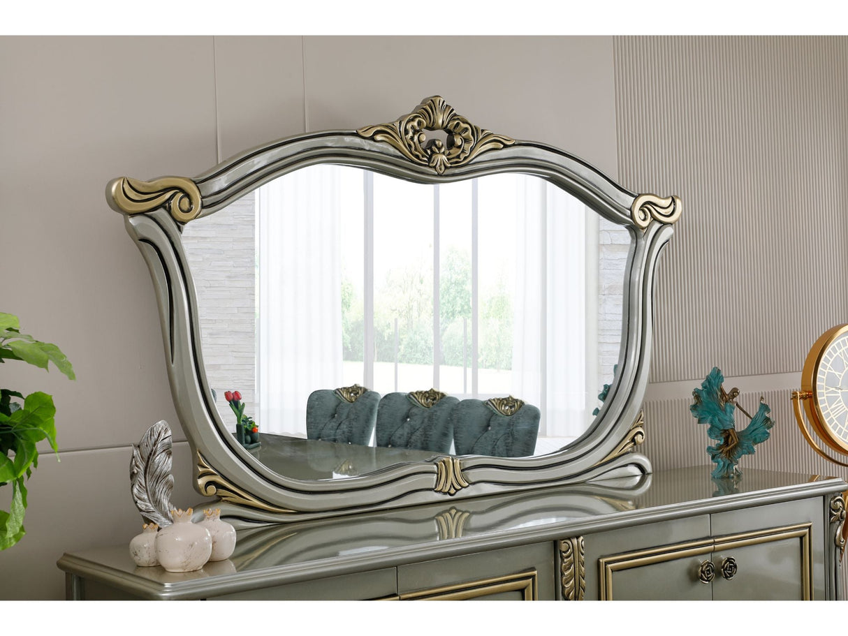 Buse Diningroom (Consol With Mirror & Dining Table & 2 Arm Chair & 4 Chair) Light Green from Furnia - Luna Furniture
