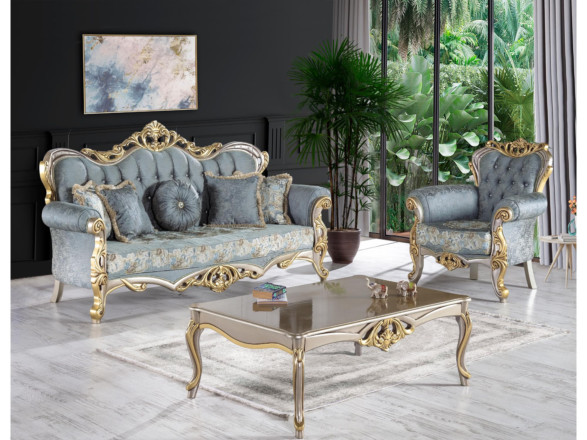 Buse Traditional Sofa in Light Green from Furnia - Luna Furniture