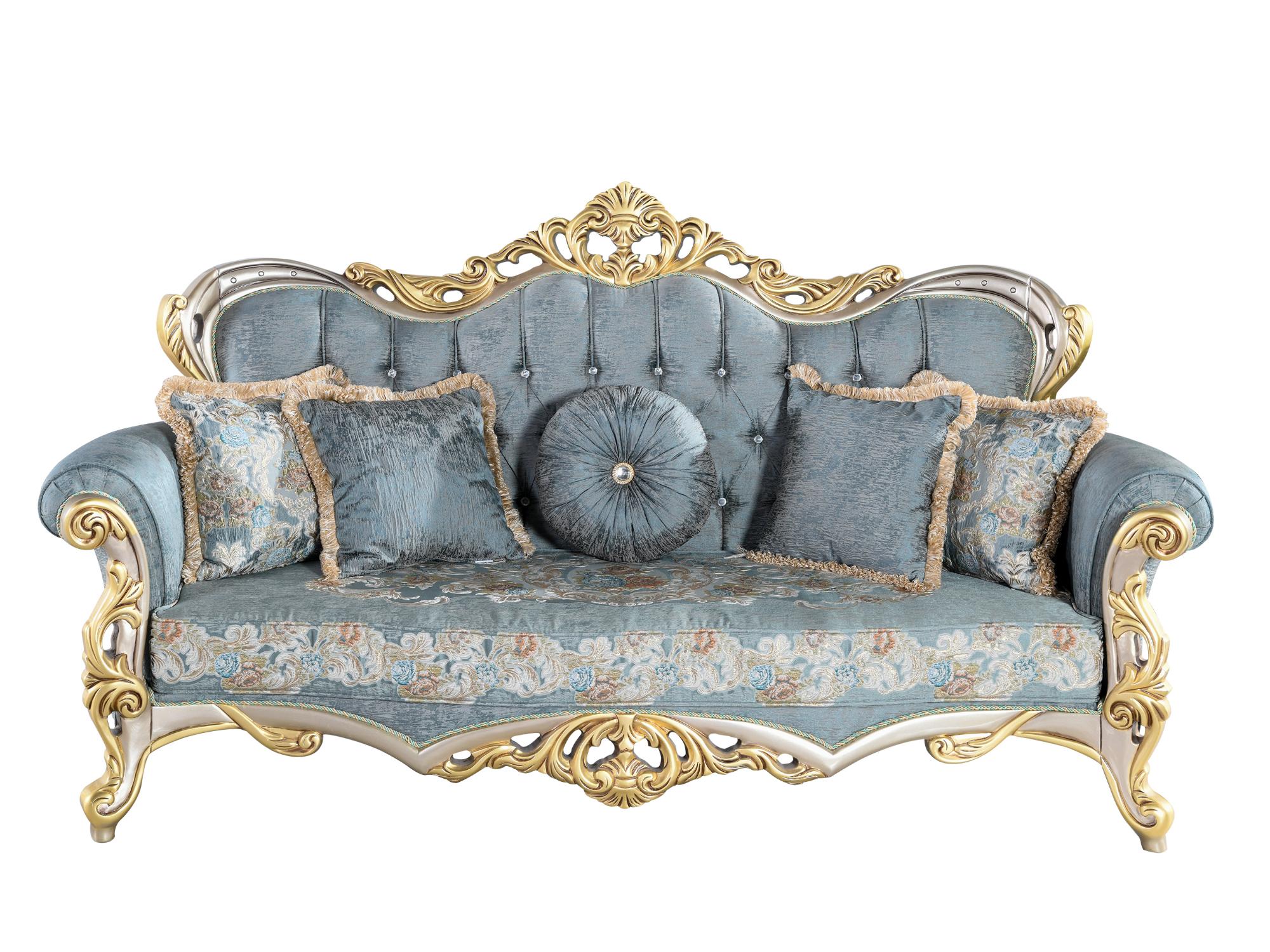 Buse Traditional Sofa in Light Green from Furnia - Luna Furniture