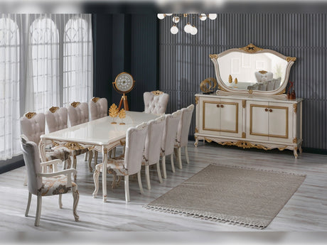 Buse Diningroom Table Cream, Table 87" from Furnia - Luna Furniture