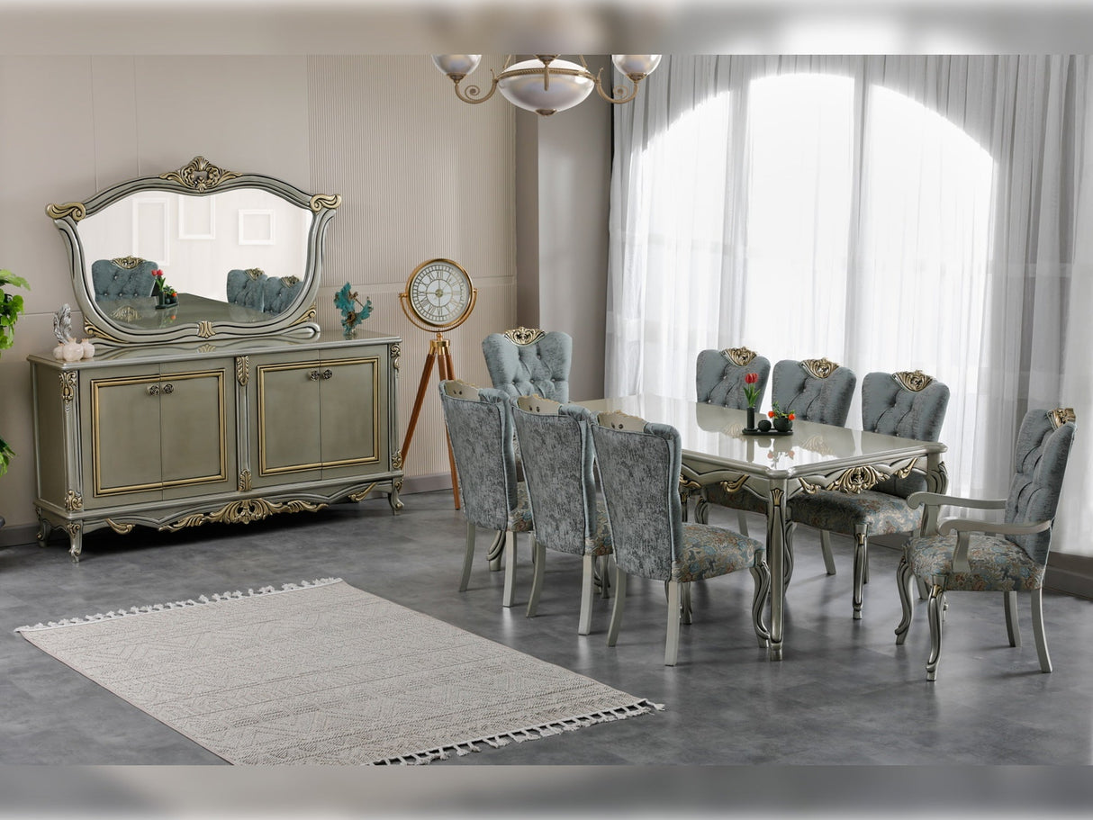 Buse Diningroom Table Light Green, Table 104" from Furnia - Luna Furniture