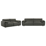 Buxton Graphite 2-Piece Leather Upholstered Living Room Set from Coaster - Luna Furniture