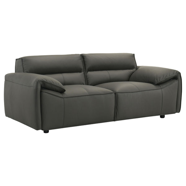 Buxton Graphite Top Grain Leather Upholstered Loveseat