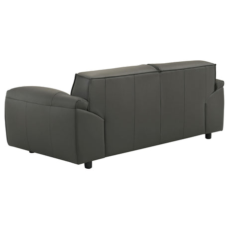 Buxton Graphite Top Grain Leather Upholstered Loveseat from Coaster - Luna Furniture