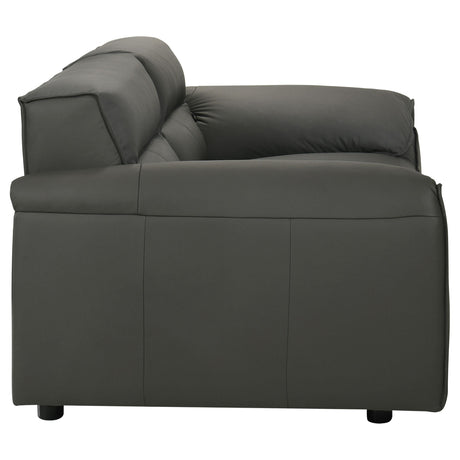 Buxton Graphite Top Grain Leather Upholstered Loveseat from Coaster - Luna Furniture