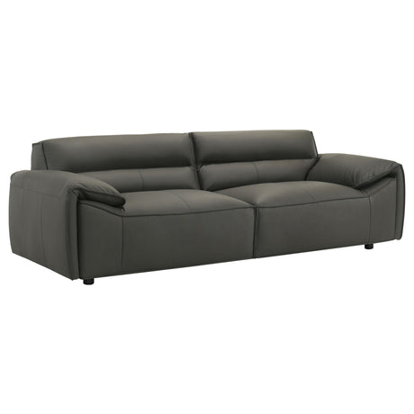 Buxton Graphite Top Grain Leather Upholstered Sofa from Coaster - Luna Furniture