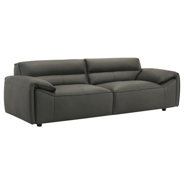 Buxton Graphite Top Grain Leather Upholstered Sofa
