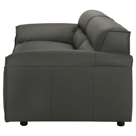 Buxton Graphite Top Grain Leather Upholstered Sofa from Coaster - Luna Furniture