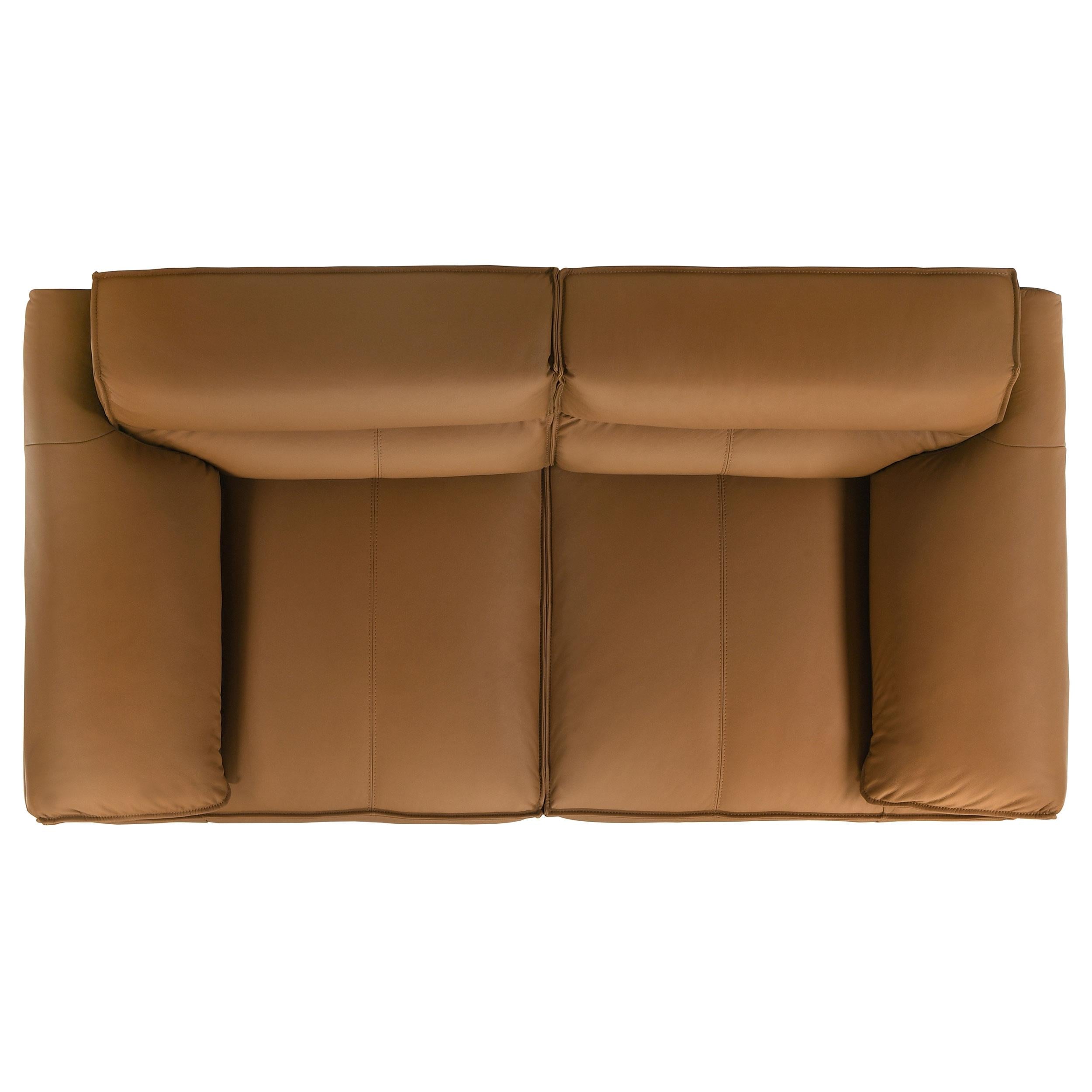 Buxton Orange Top Grain Leather Upholstered Loveseat – Luna Furniture