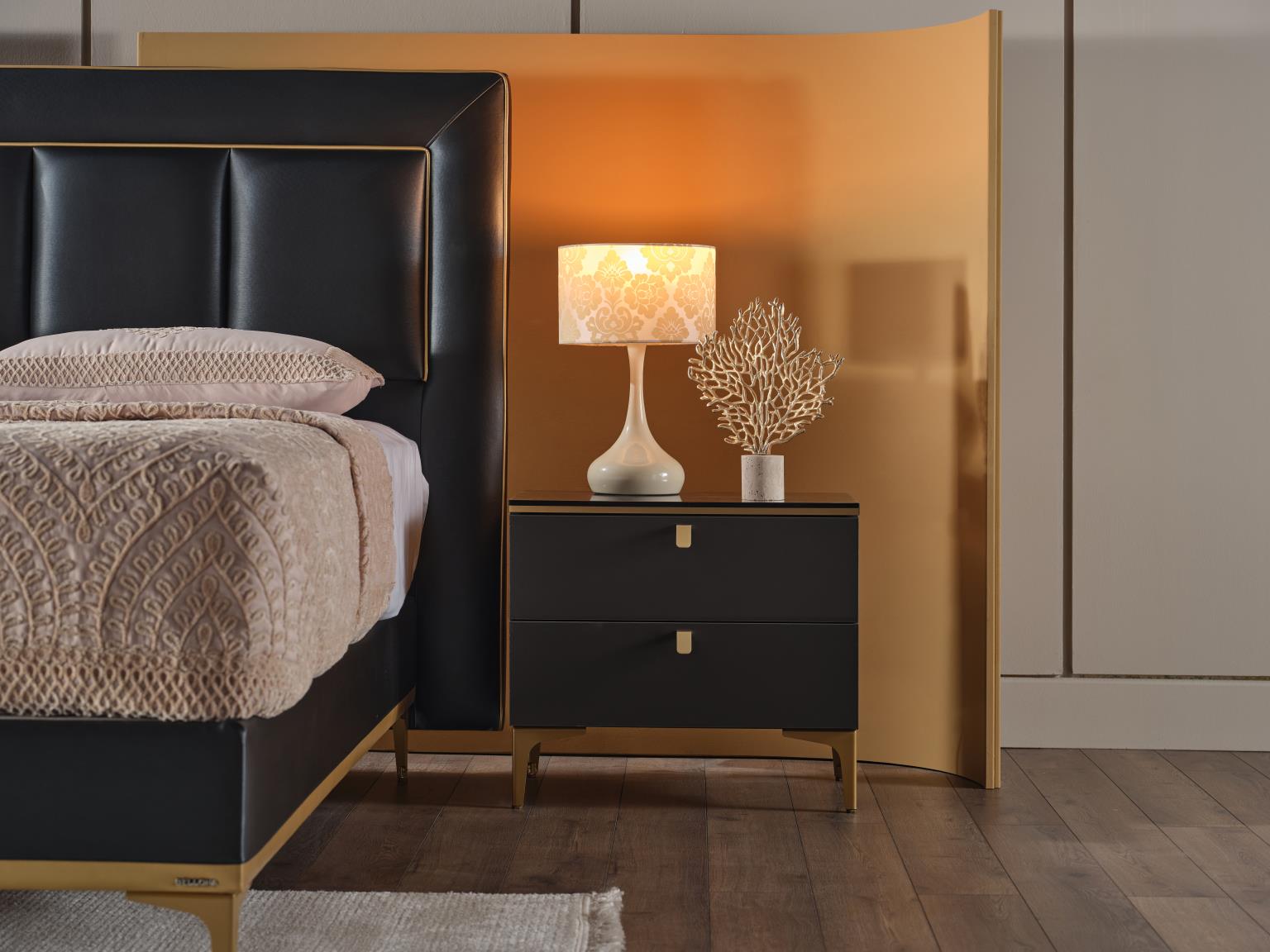 Carlino Prada Grey/Carlino Marble Nightstand from Bellona - Luna Furniture