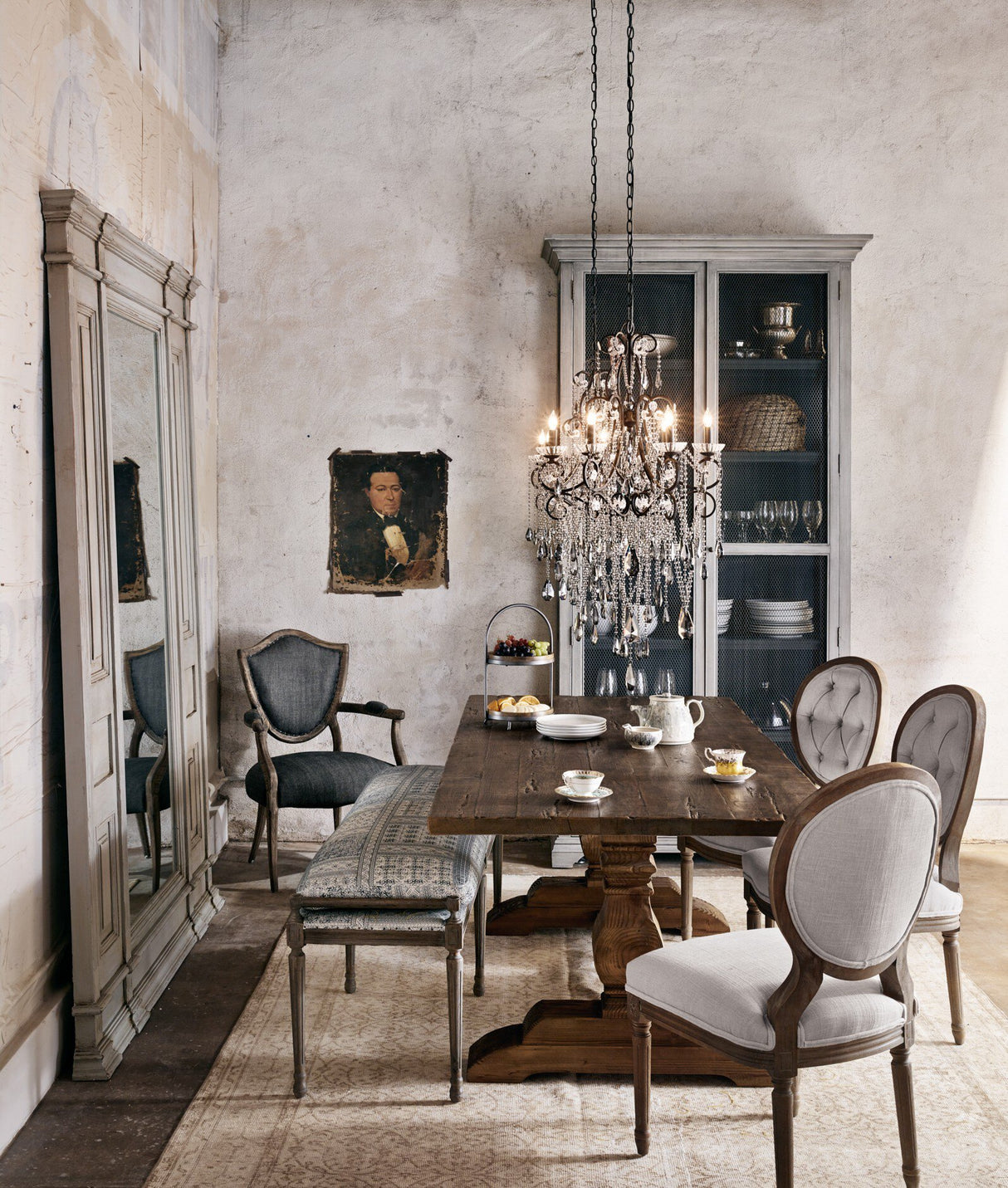 Durham Dining Table in Waxed Bleached Reclaimed Pine from Four Hands - Luna Furniture