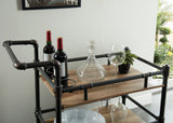 Aylmer Antique Black/Oak Serving Cart from Furniture of America - Luna Furniture