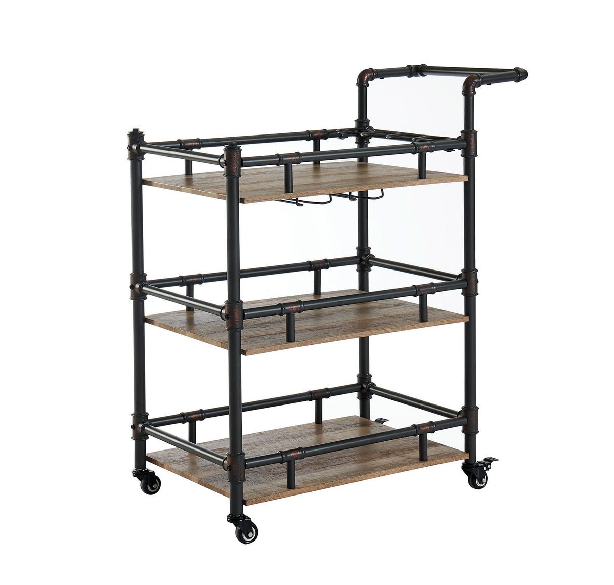 Aylmer Antique Black/Oak Serving Cart from Furniture of America - Luna Furniture