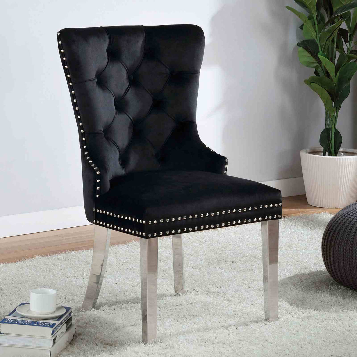 Jewett Black Wingback Chair from Furniture of America - Luna Furniture