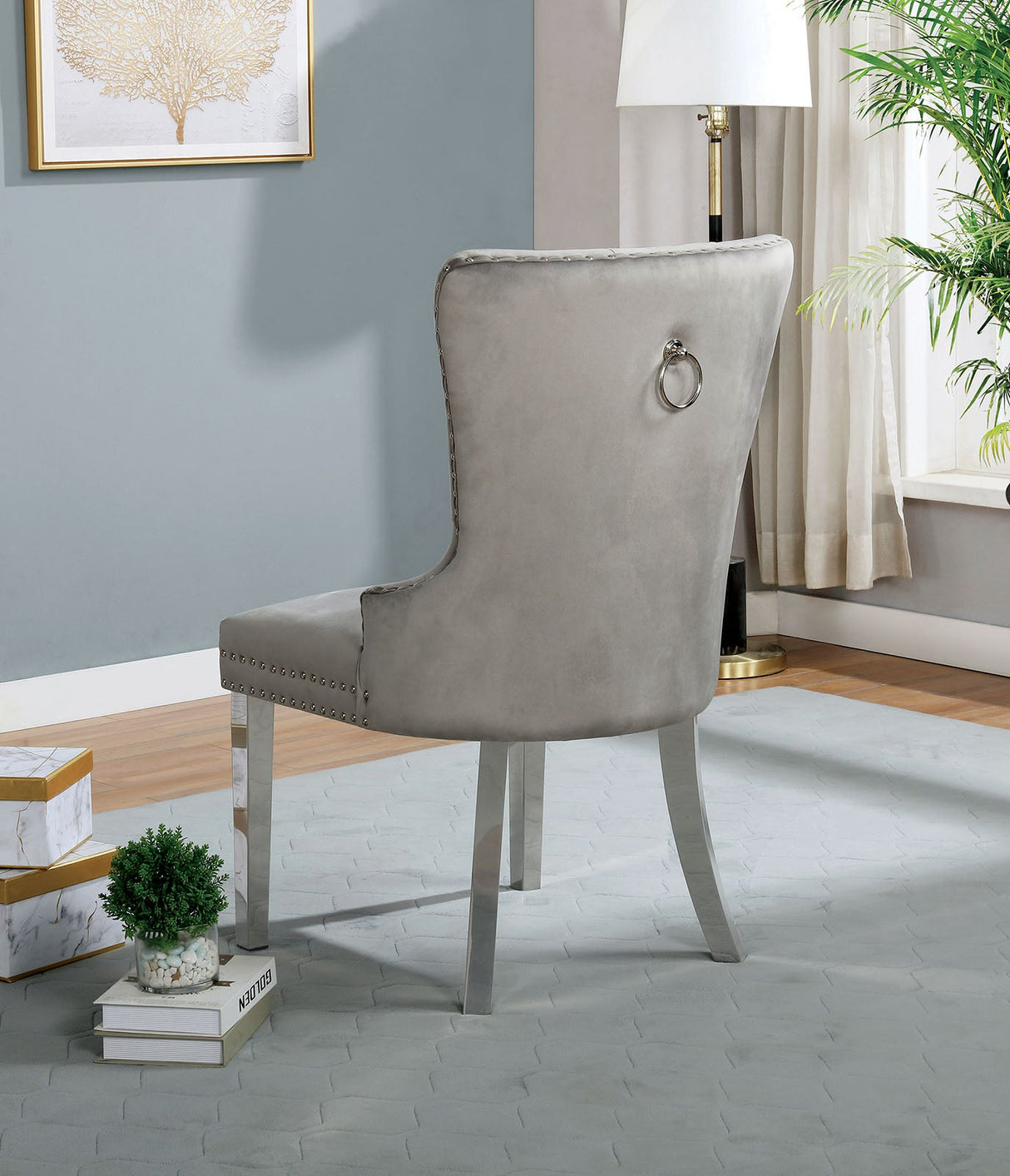Jewett Gray Wingback Chair from Furniture of America - Luna Furniture
