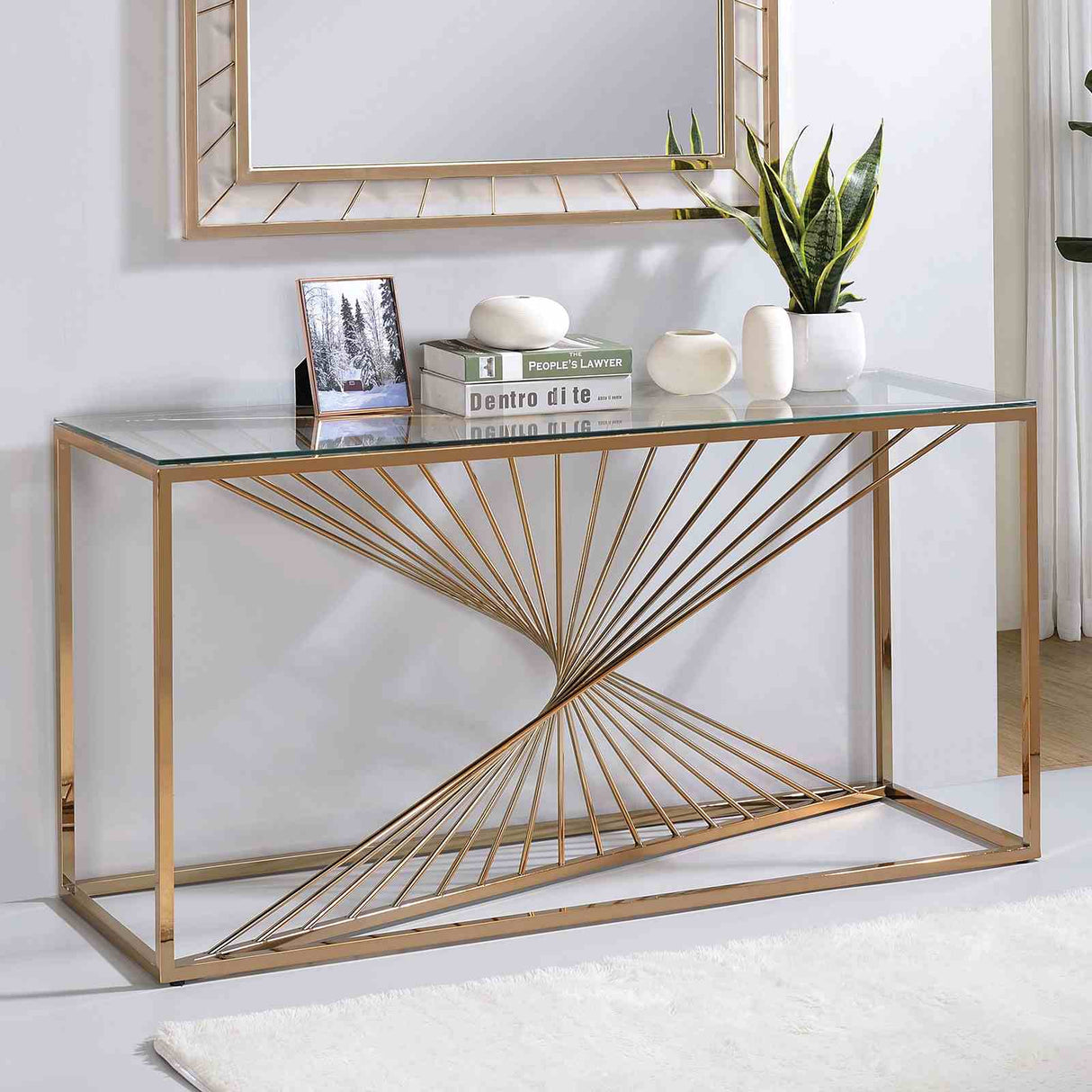 Sherbrooke Gold Sofa Table from Furniture of America - Luna Furniture