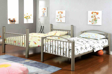 Lovia Metallic Gold Twin/Twin Bunk Bed from Furniture of America - Luna Furniture