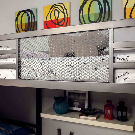 Ballarat Silver L-shaped Triple Twin Bunk Bed from Furniture of America - Luna Furniture