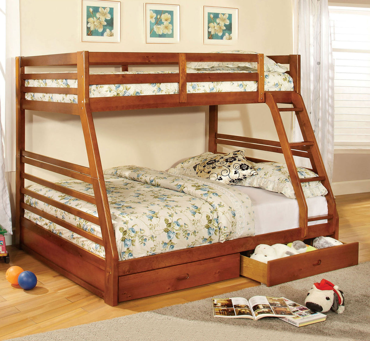 California Oak Bunk Bed from Furniture of America - Luna Furniture