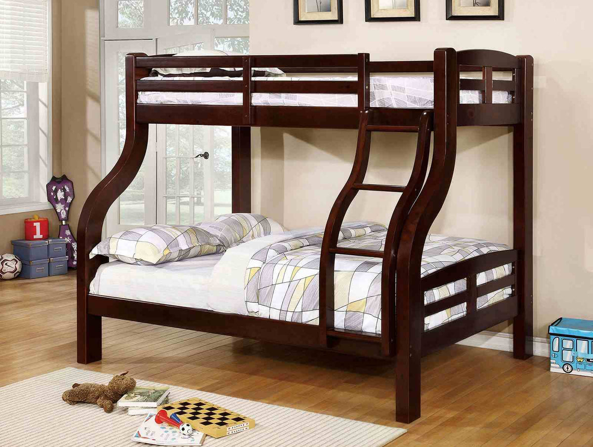 Solpine Espresso Twin/Full Bunk Bed from Furniture of America - Luna Furniture