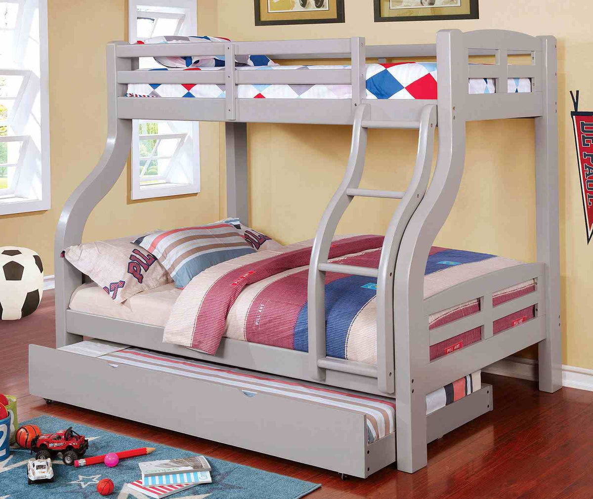 Solpine Gray Twin/Full Bunk Bed from Furniture of America - Luna Furniture