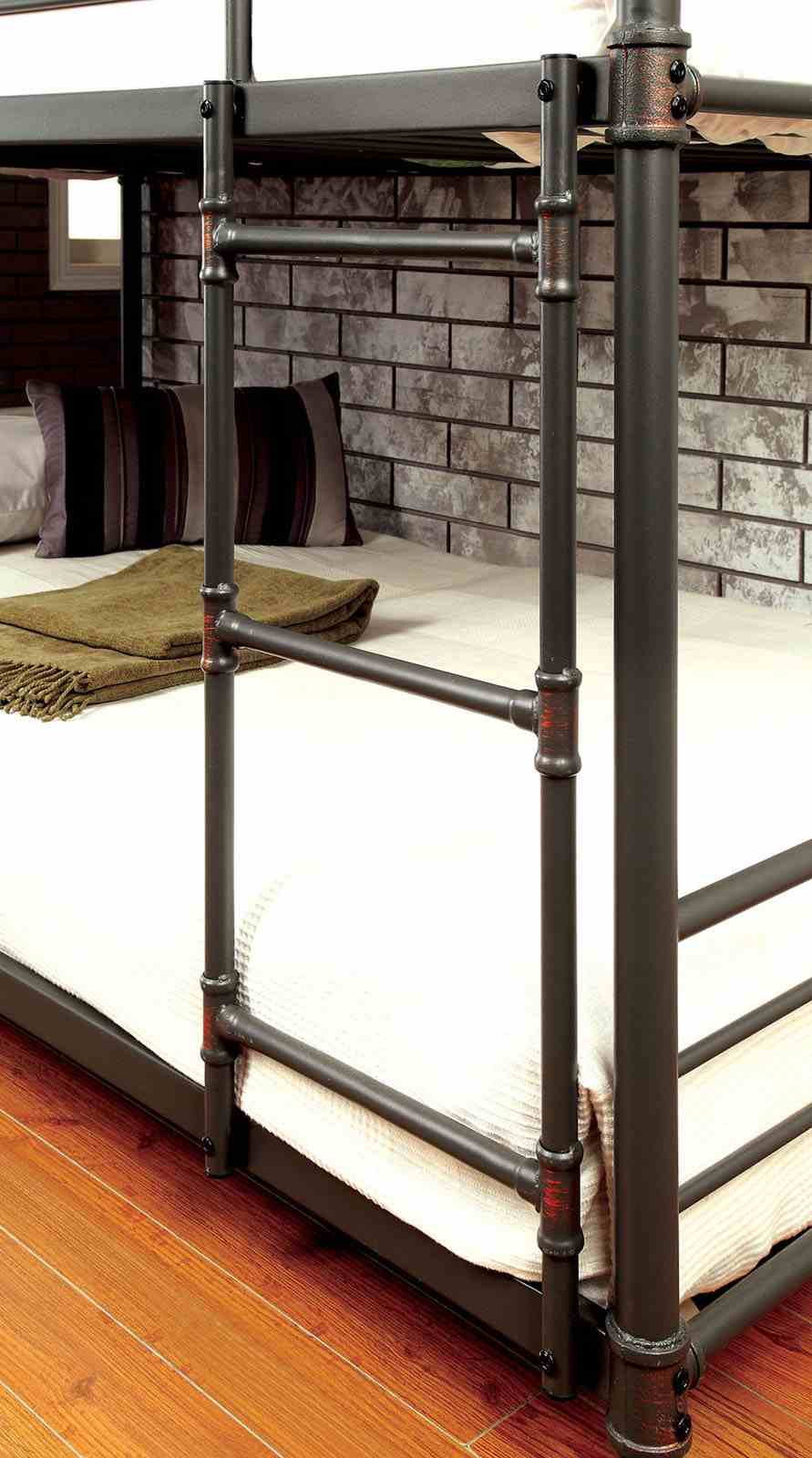 Olga Antique Black Twin/Twin/Twin Bunk Bed from Furniture of America - Luna Furniture