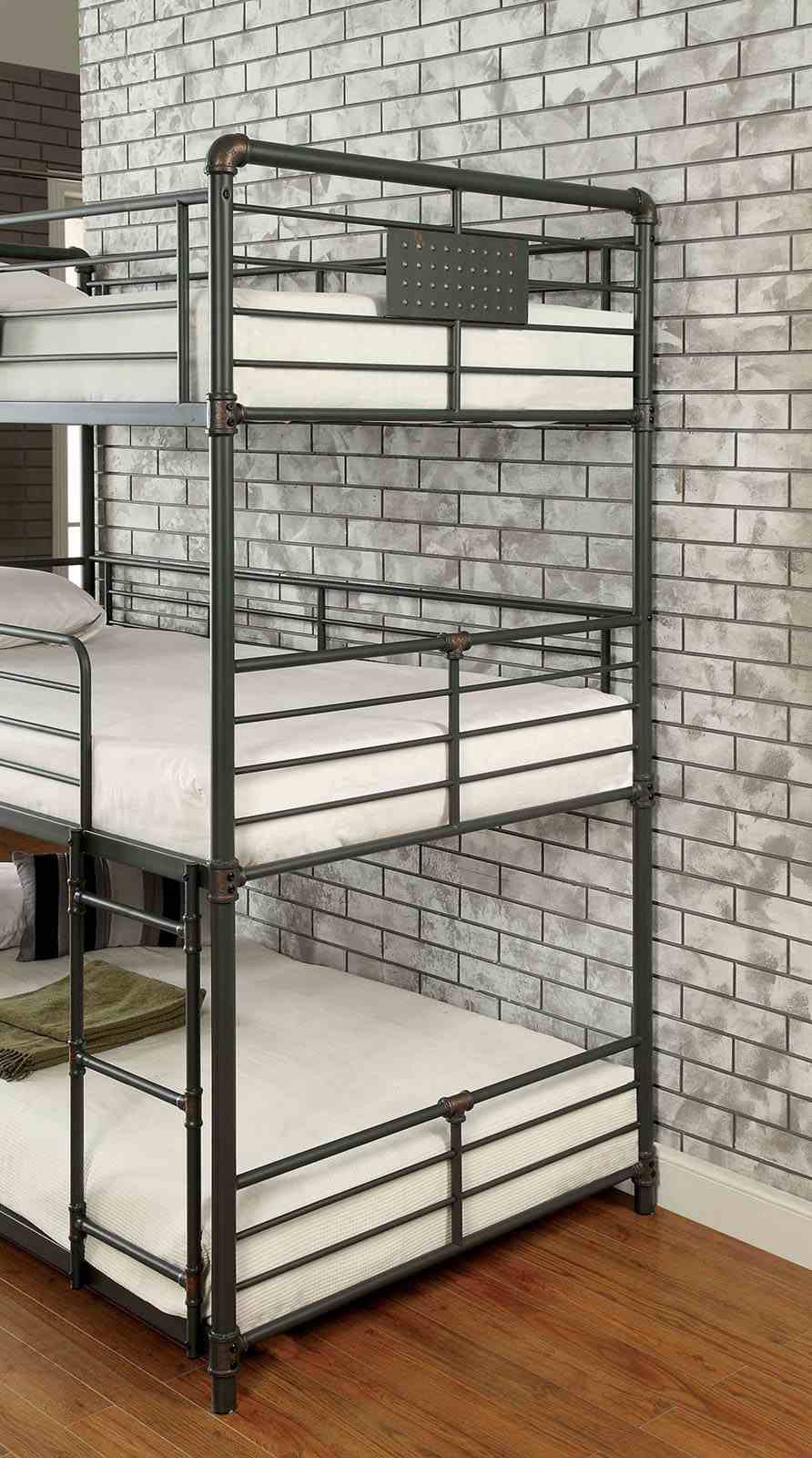 Olga Antique Black Twin/Twin/Twin Bunk Bed from Furniture of America - Luna Furniture
