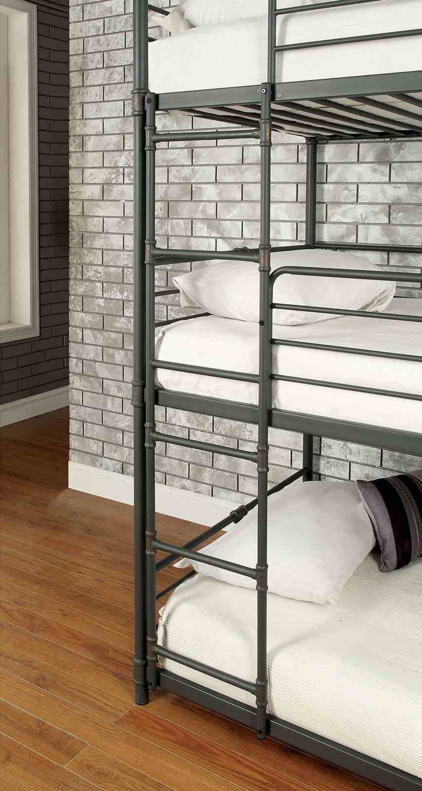 Olga Antique Black Twin/Twin/Twin Bunk Bed from Furniture of America - Luna Furniture
