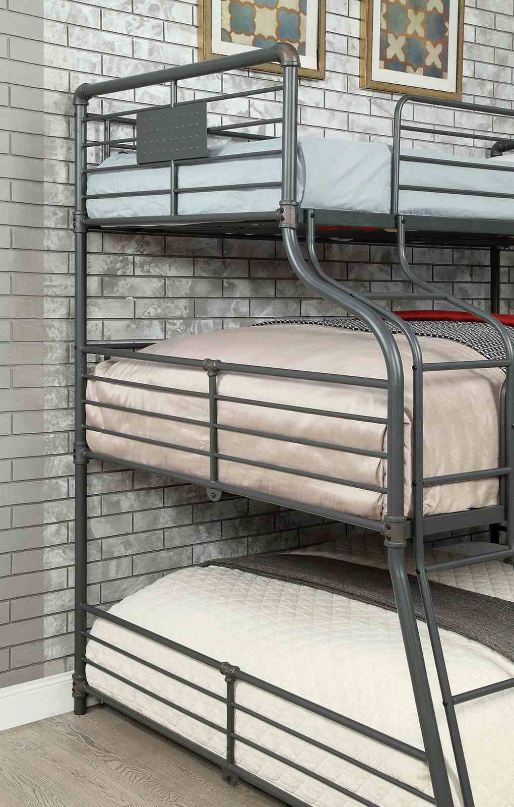 Olga Antique Black Twin/Full/Queen Bunk Bed from Furniture of America - Luna Furniture