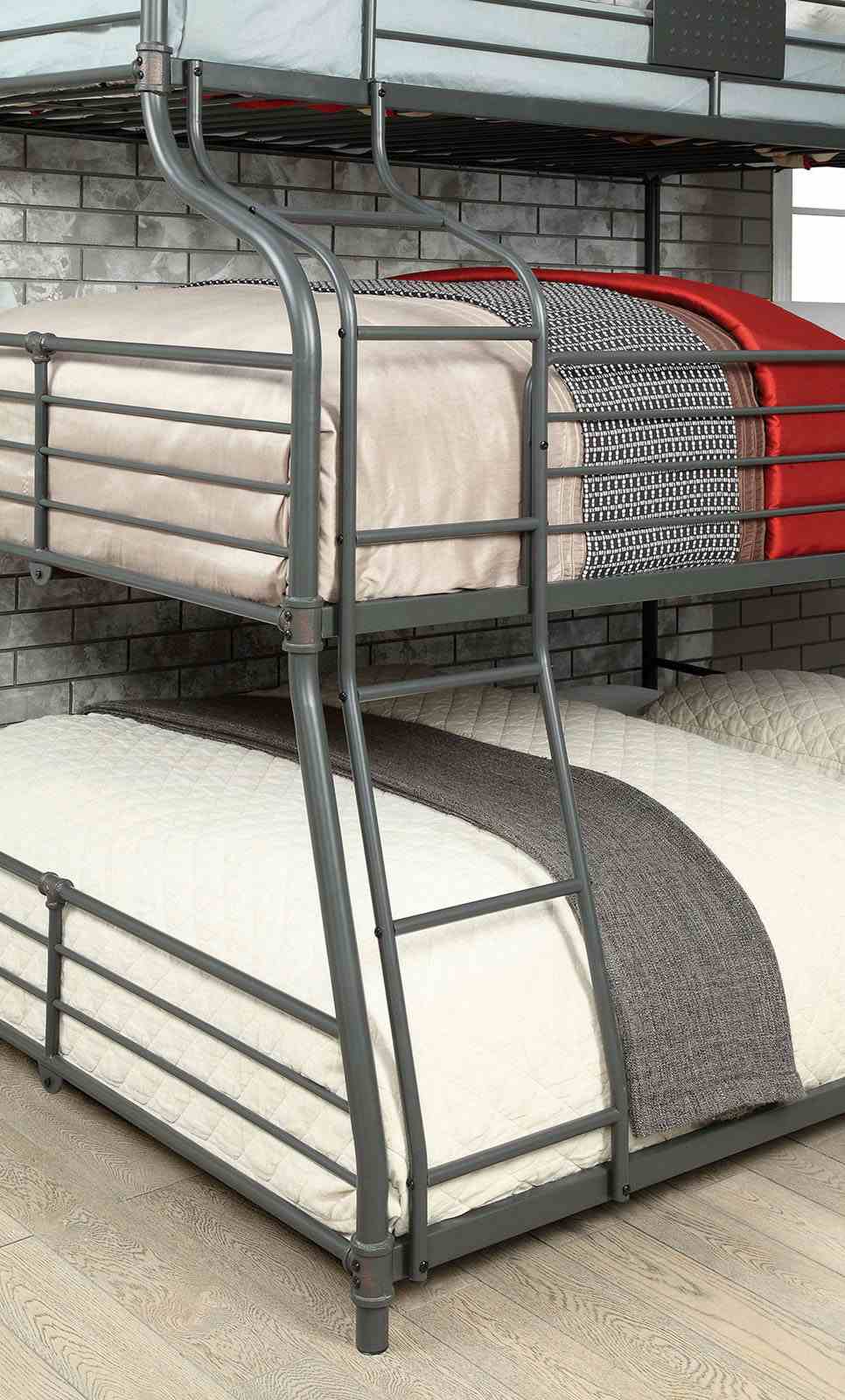 Olga Antique Black Twin/Full/Queen Bunk Bed from Furniture of America - Luna Furniture
