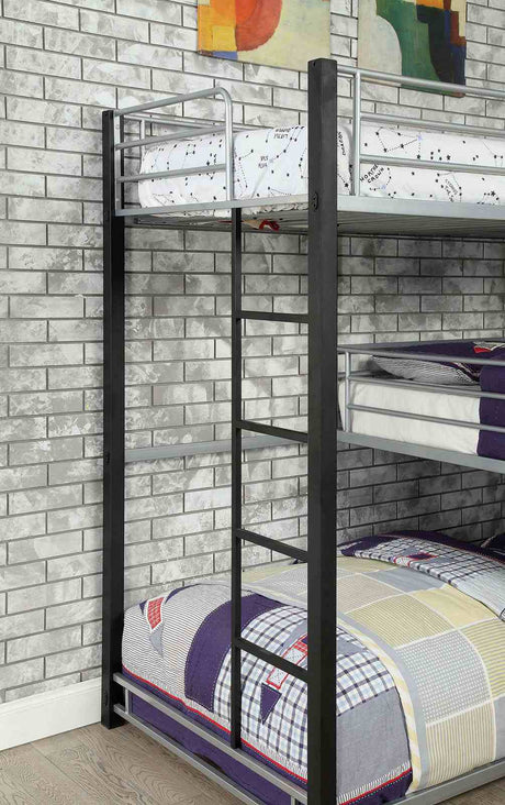 Aubrey Sand Black Twin Triple Decker Bed from Furniture of America - Luna Furniture