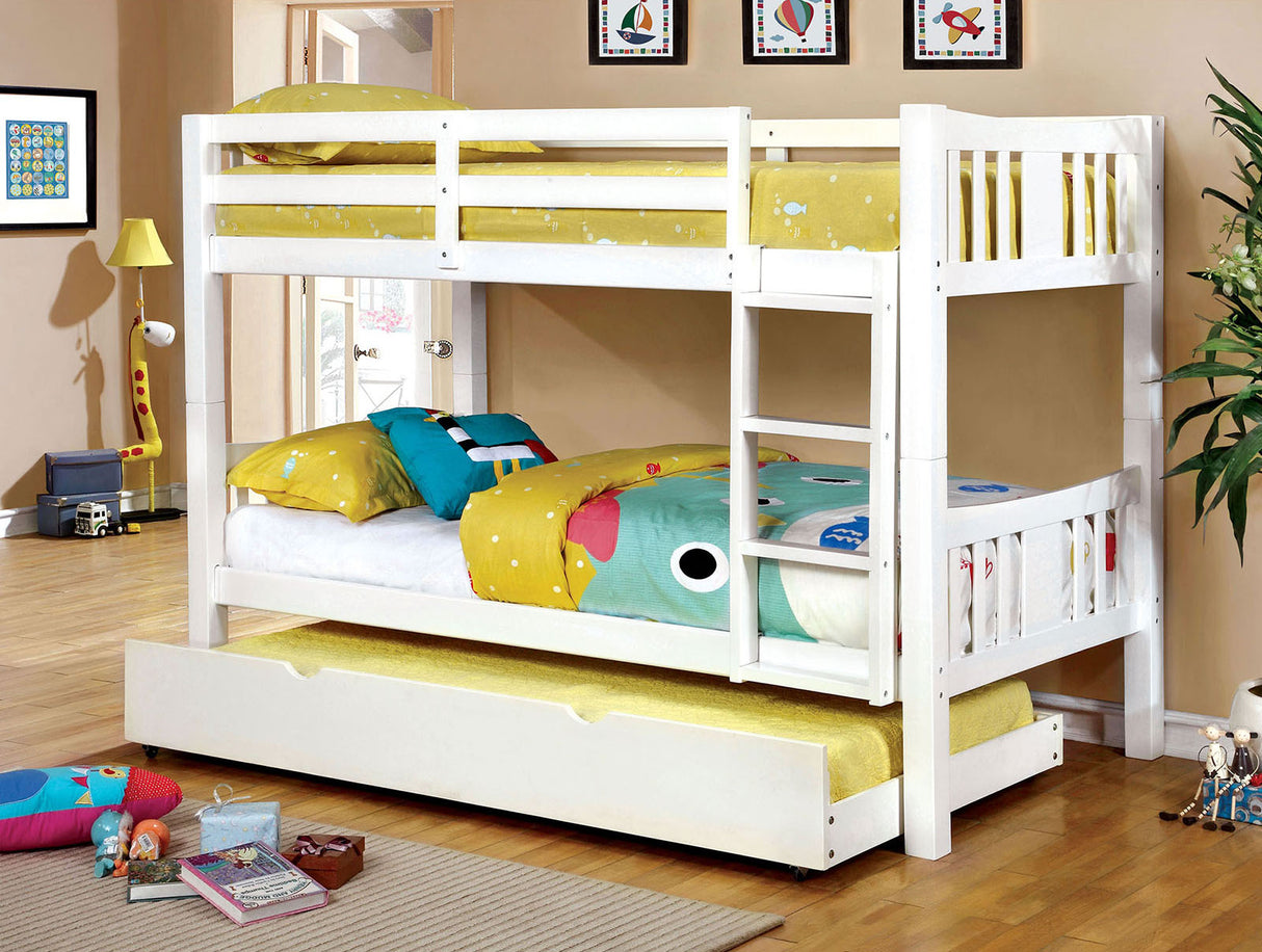 Cameron White Twin/Twin Bunk Bed from Furniture of America - Luna Furniture
