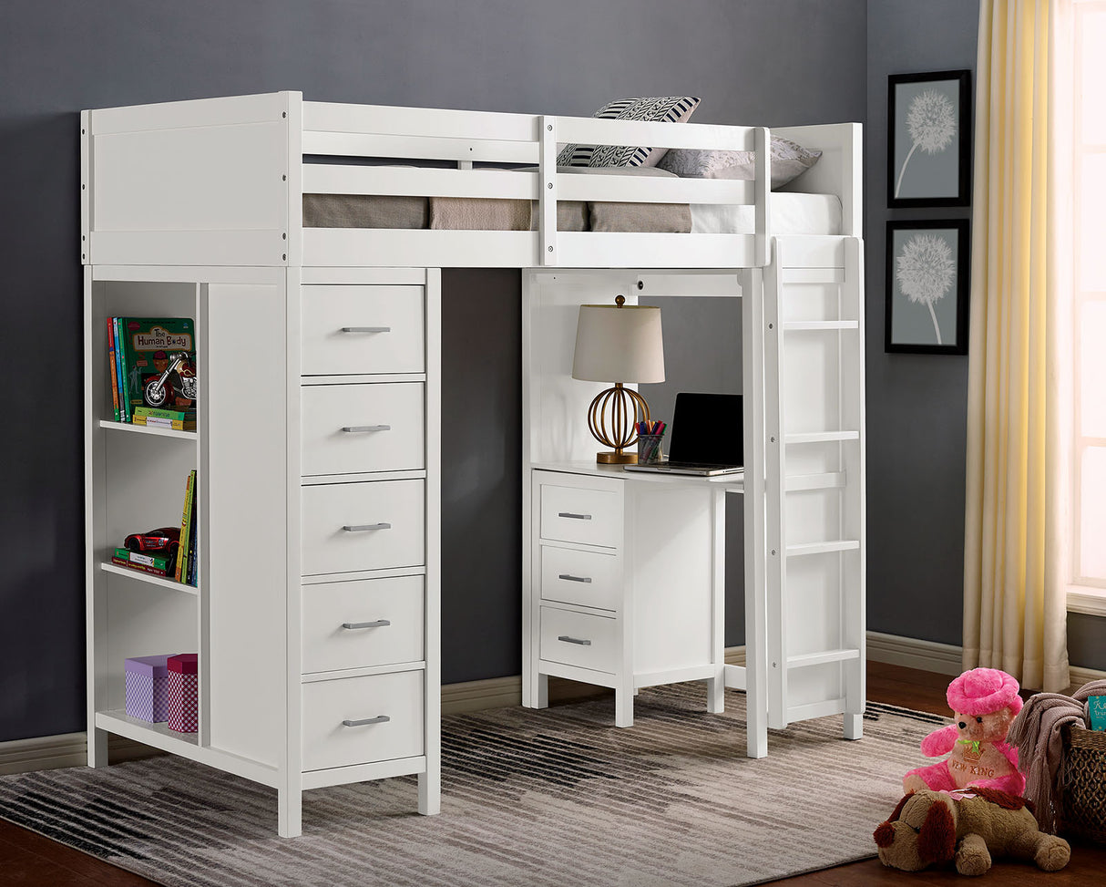 Cassidy White Twin Loft Bed from Furniture of America - Luna Furniture