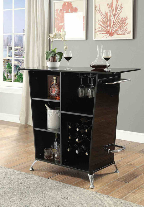 Fuero Black/Chrome Bar Table from Furniture of America - Luna Furniture