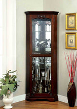 Ortley Walnut Curio from Furniture of America - Luna Furniture