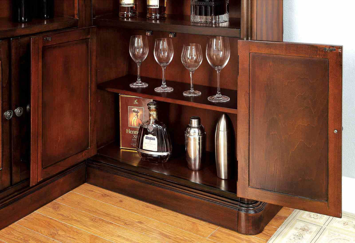 Voltaire Dark Cherry Corner Curio Cabinet from Furniture of America - Luna Furniture