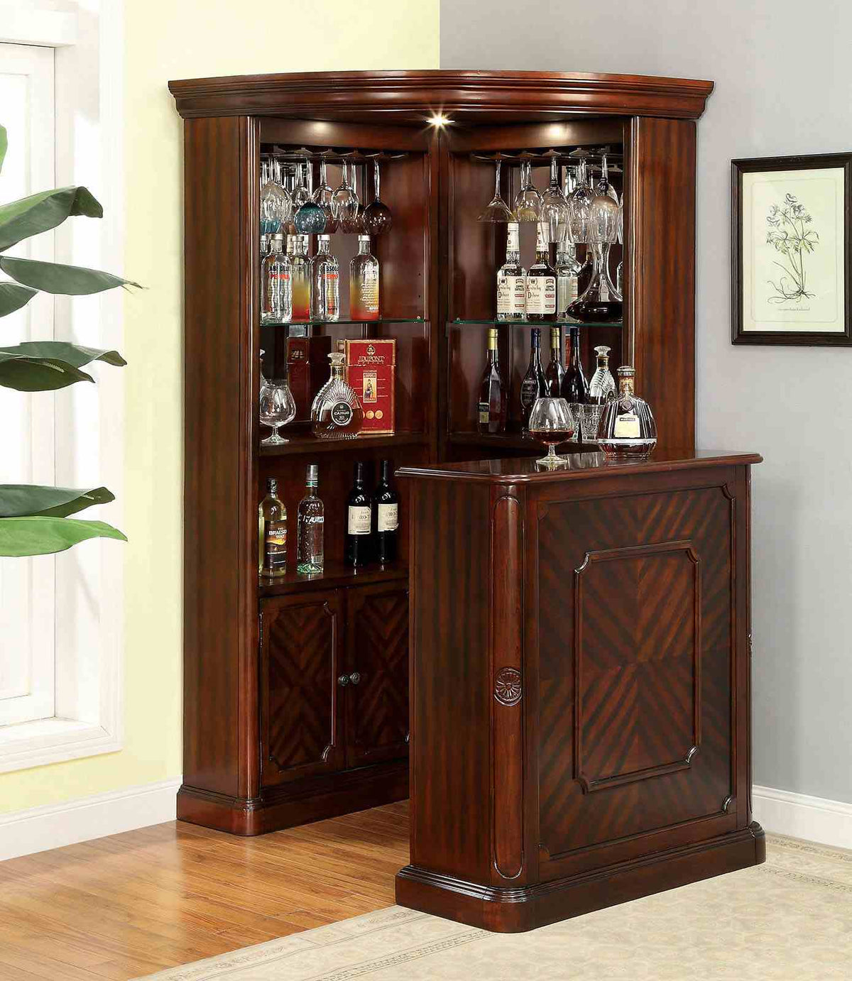 Voltaire Dark Cherry Standing Bar Table from Furniture of America - Luna Furniture