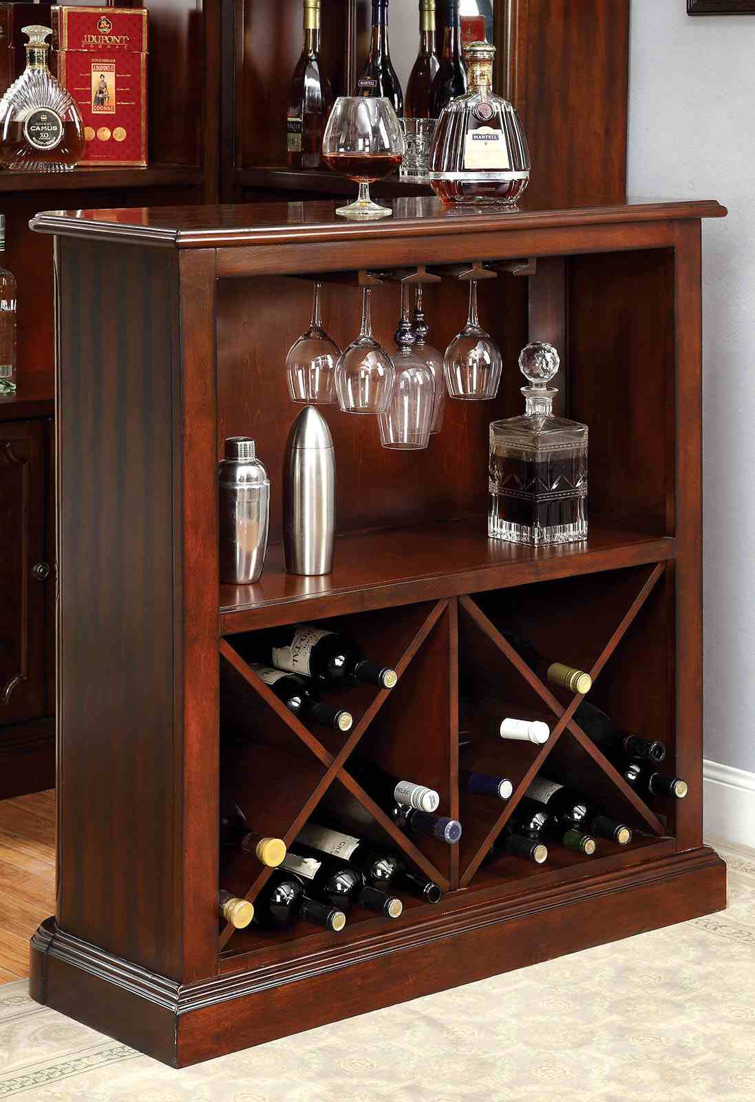 Voltaire Dark Cherry Standing Bar Table from Furniture of America - Luna Furniture