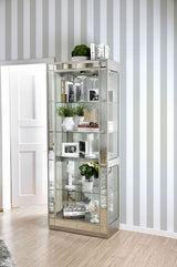 Carrollton Chrome Curio Cabinet from Furniture of America - Luna Furniture